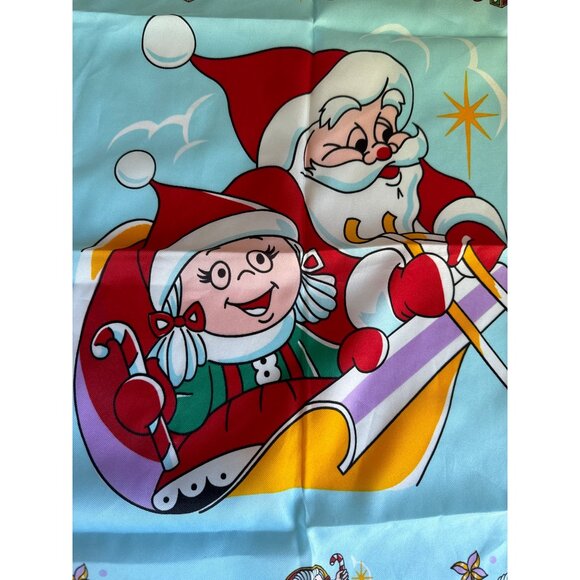Vtg 80s American Lung Association ALA Christmas Seals SANTA Bandana Scarf Blue - Picture 2 of 9
